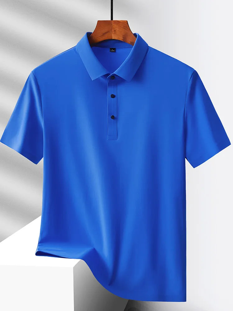 Men's Summer Quick-Dry Ice Silk Short Sleeve T-Shirt — Lightweight Nylon Fabric, Middle-Aged Casual Dad Tee
