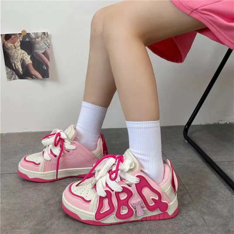 Kawaii Pink Sneakers – Cute & Wear-Resistant Women’s Shoes