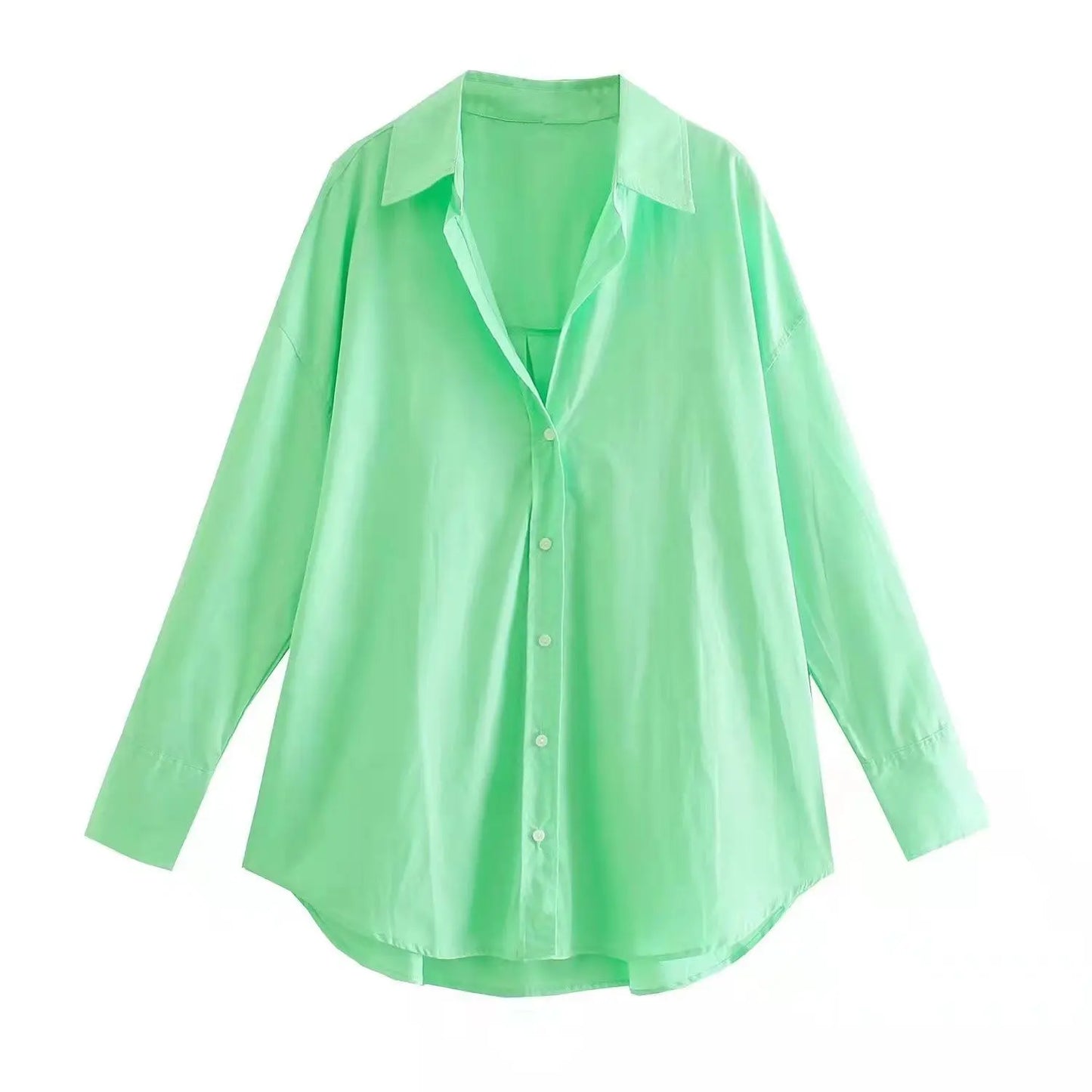 RBB Women's Multicolor Oversized Shirt – Long Sleeve Button-Up Streetwear Blouse (Summer Collection)