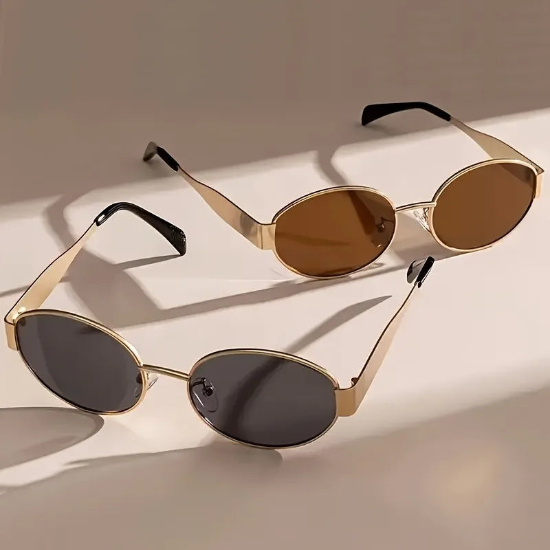 RBB 2-Pack Unisex Y2K Oval Frame Glasses – Retro Fashion Eyewear