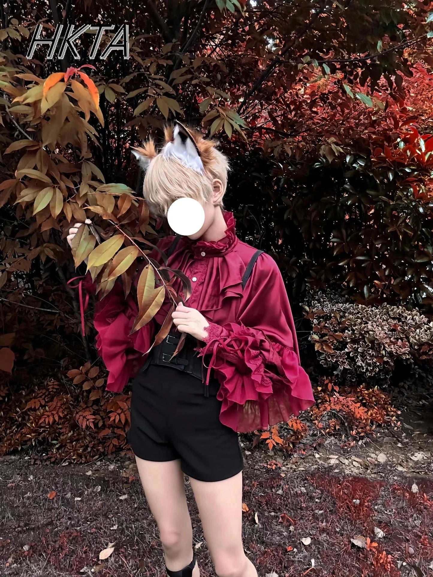 Gothic Style Batwing Sleeve Shirt Women Lolita Loose Spring Autumn Ladies Elegant Red and Black Top Blouse Solid Color Blouse