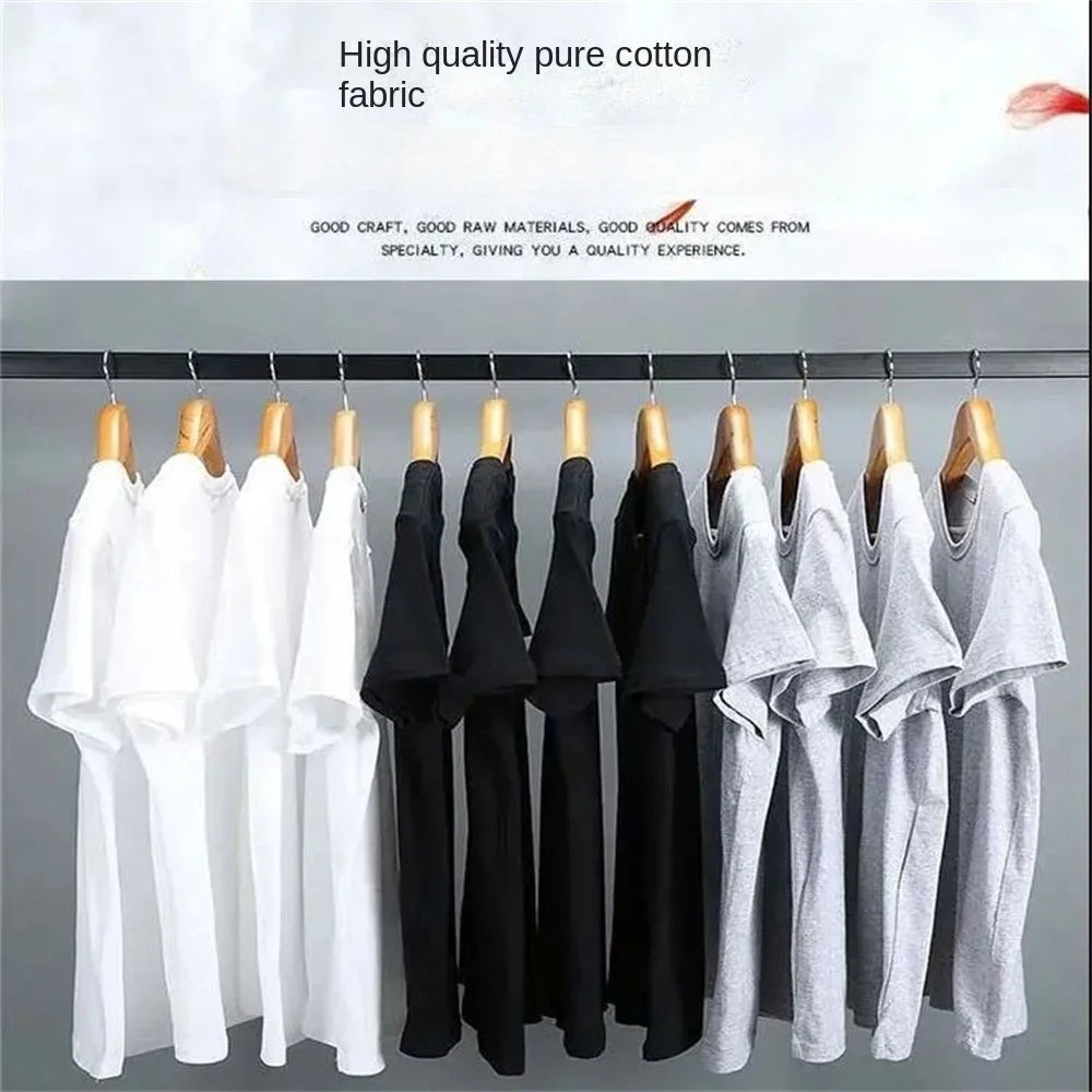 RBB Unisex Summer Cotton Solid Color O-Neck Short Sleeve T-Shirt – Couple White Casual Tee