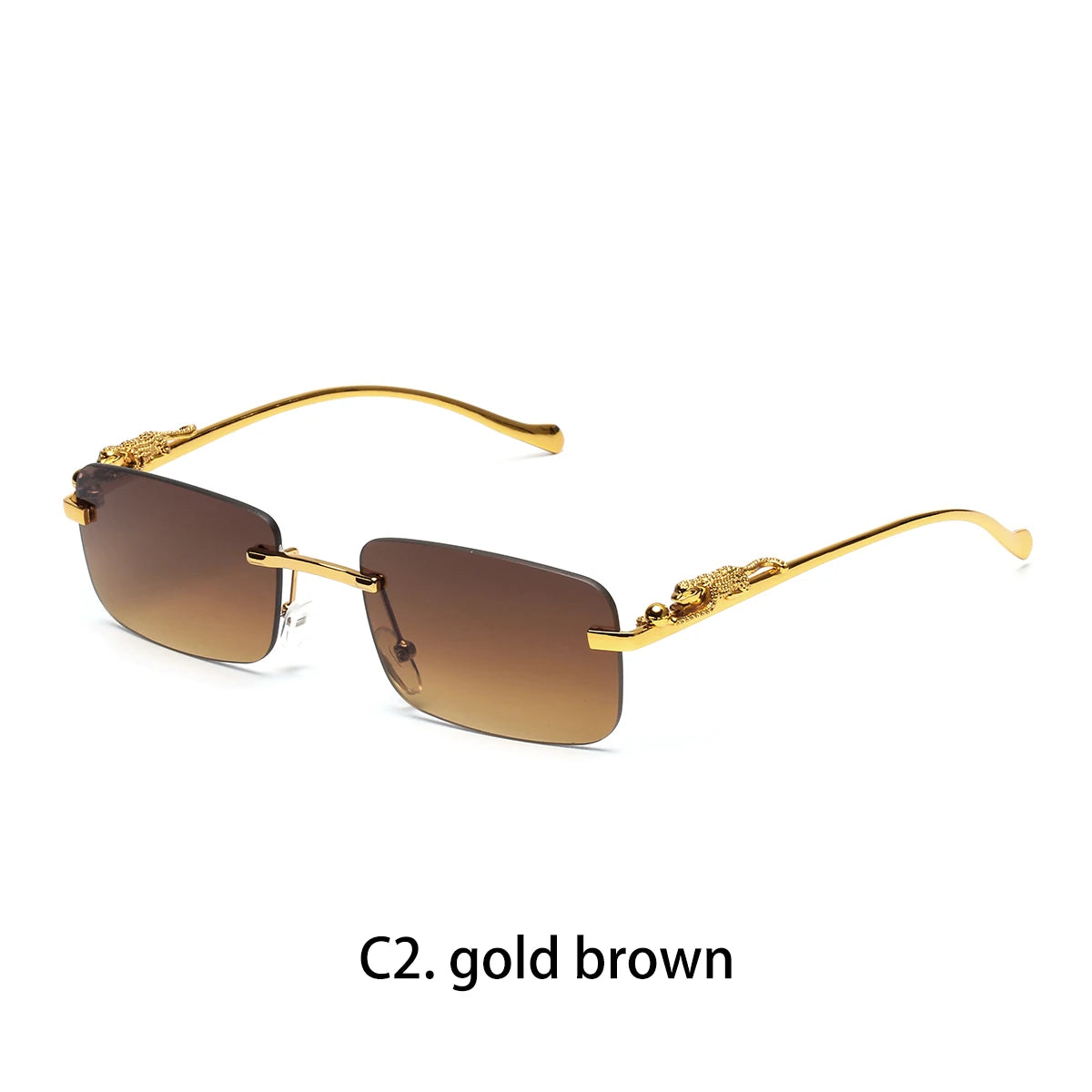 RBB Rimless Square Metal Sunglasses – Unisex UV400 Outdoor Designer Shades