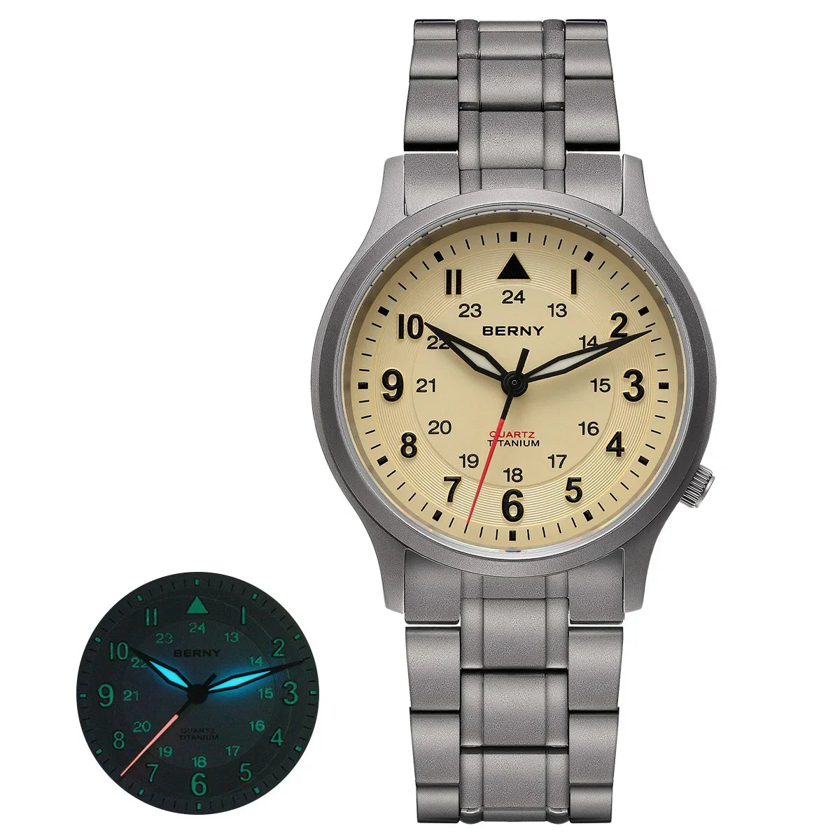 RBB Titanium Field Pilot Watch – Super Luminous Men's Outdoor Quartz Wristwatch with Sapphire Glass (5ATM)