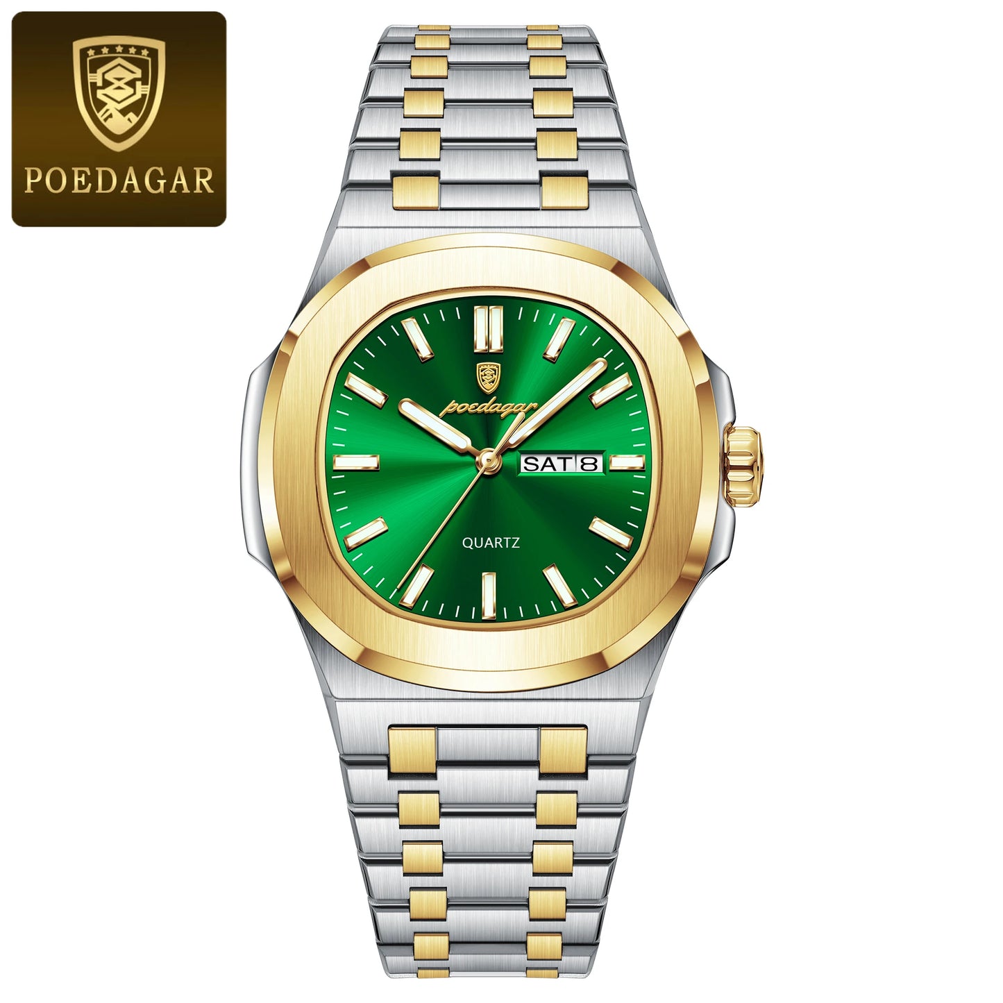 RBB Original Men's Quartz Watch – Waterproof Luminous Week & Date Stainless Steel Business Timepiece