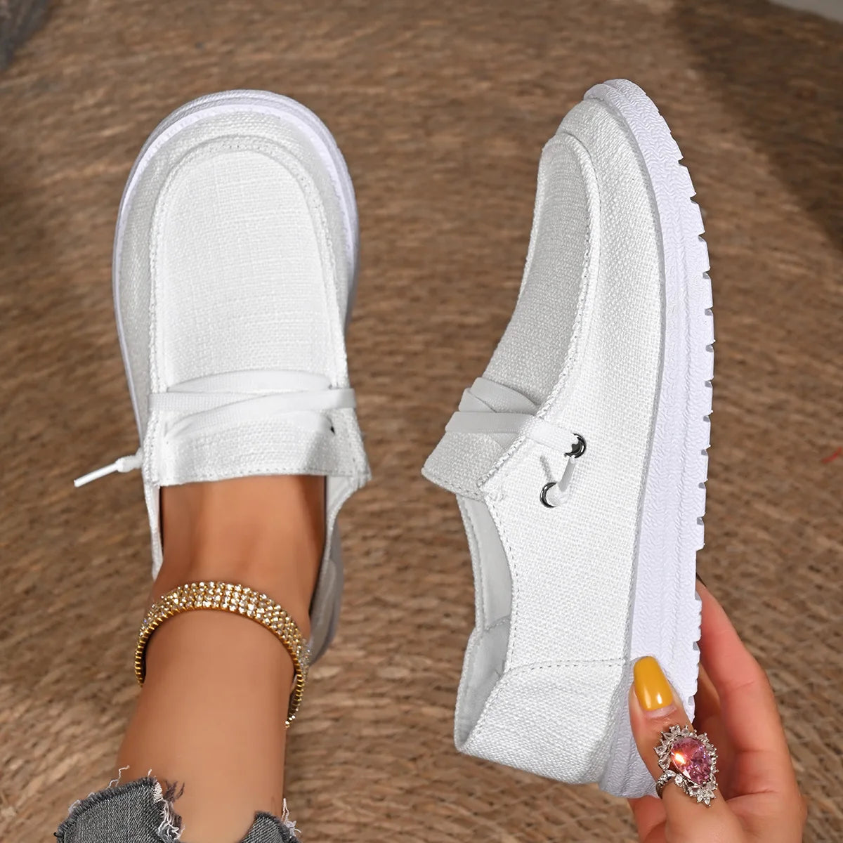 RBB Lightweight Women Canvas Shoes – Casual Sneakers Breathable Loafers with Soft Sole