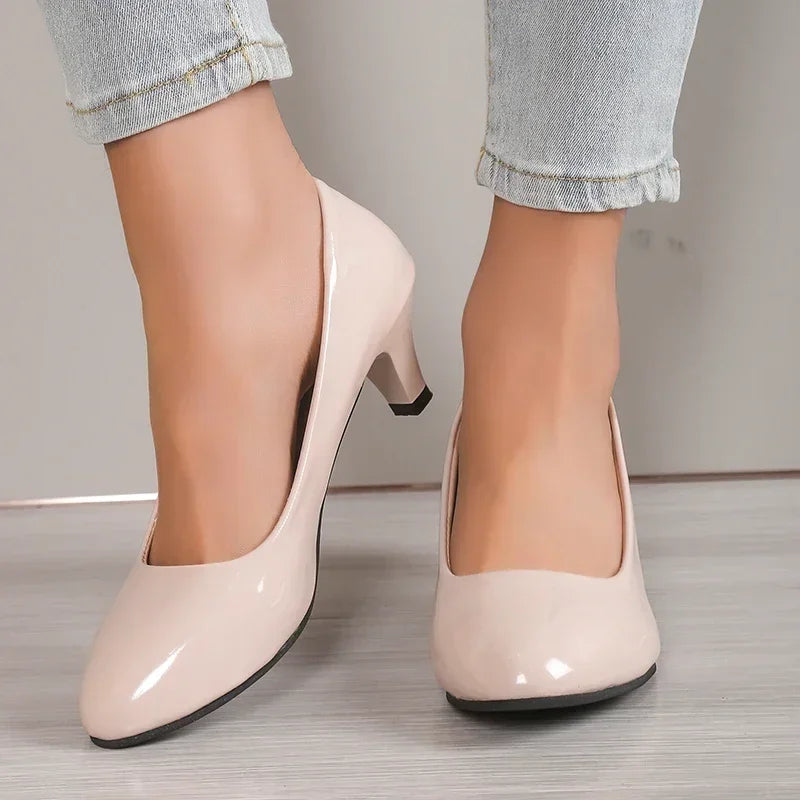 RBB Women’s Nude Pumps – Shallow Toe Low Heels for Office, Wedding & Party