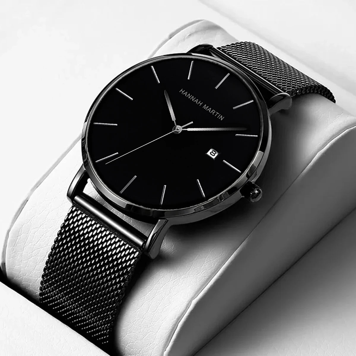 RBB Classic Bauhaus Men's Ultra-Thin Quartz Watch – Dark Blue Dial, Stainless Steel, Waterproof, Calendar Function