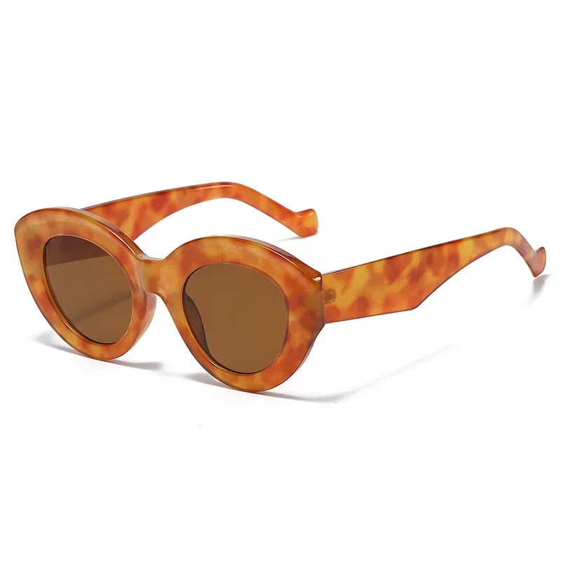 RBB Oversized Cat Eye Sunglasses – Green Striped Retro UV400 Shades