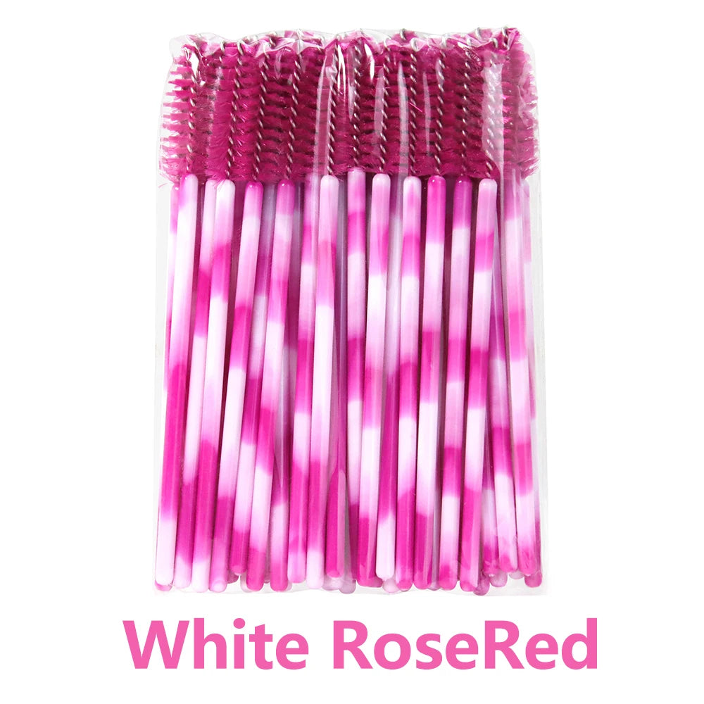 50Pcs Disposable Eyelash & Eyebrow Brushes – Soft Crystal Head Mascara Wands