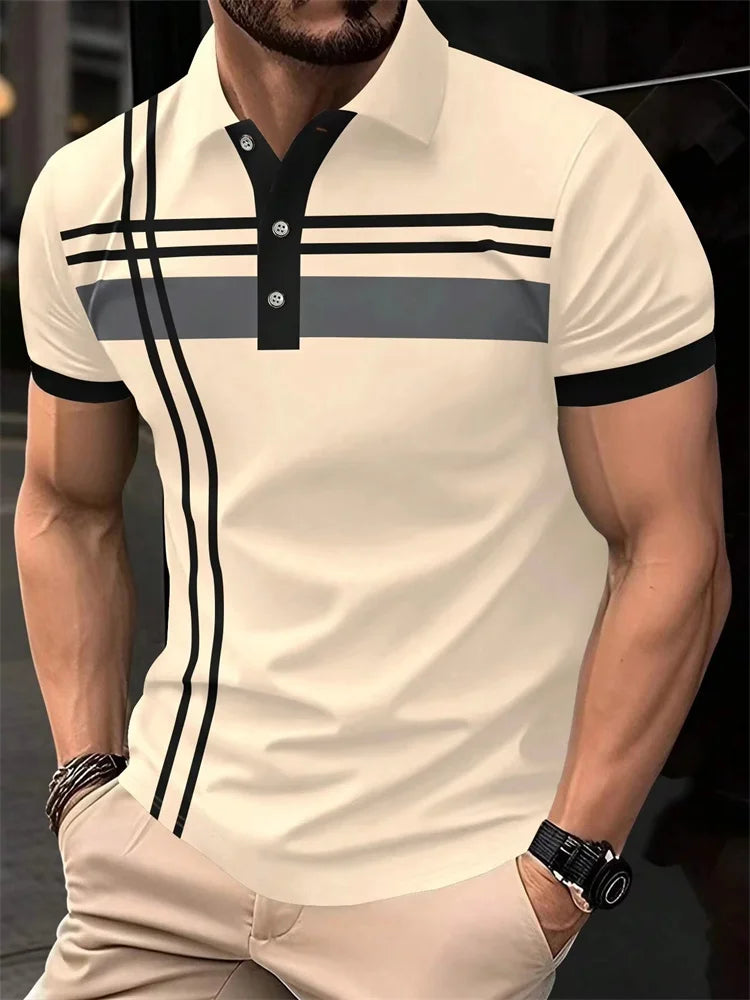 RBB 2025 Men’s Classic Short Sleeve Polo Shirt – Summer Casual Button Lapel Tee, Super Large S-3XL