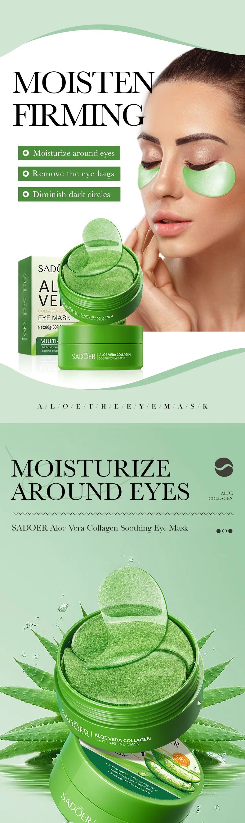 Collagen & Aloe Vera Eye Mask – 60pcs | Anti-Dark Circles & Eye Bag Treatment