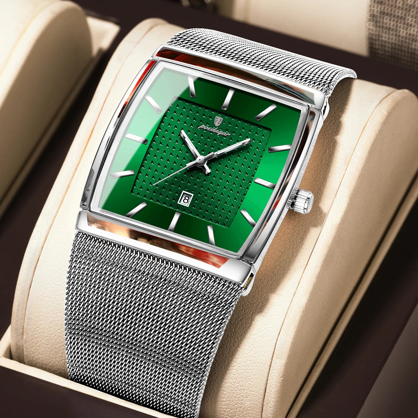 RBB Luxury Men’s Quartz Watch – Stainless Steel Mesh Band, Waterproof, Luminous Date Display, Fashion Casual
