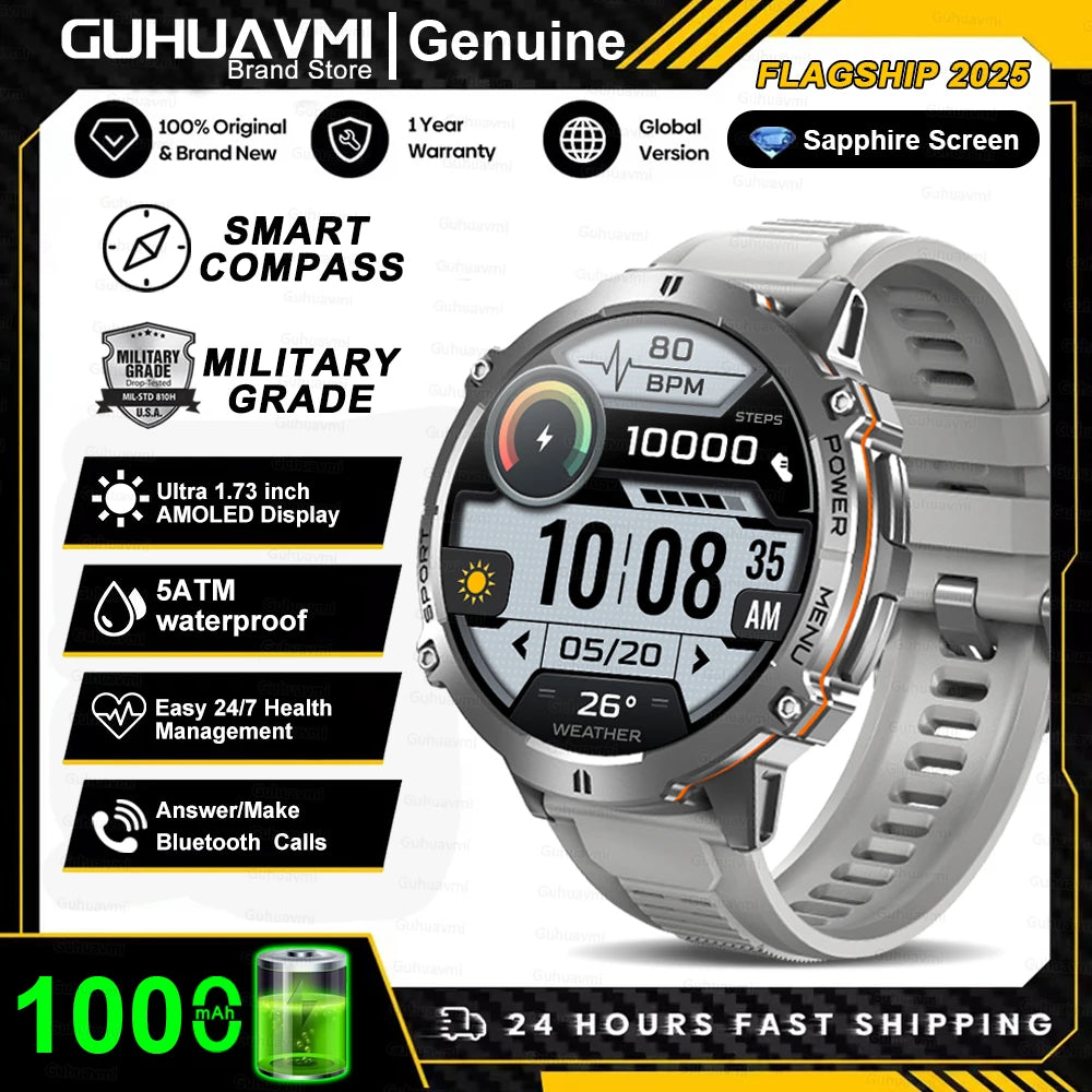 RBB X3 Rugged Smartwatch – 1000 mAh Battery, GPS Tracking & Bluetooth Calls