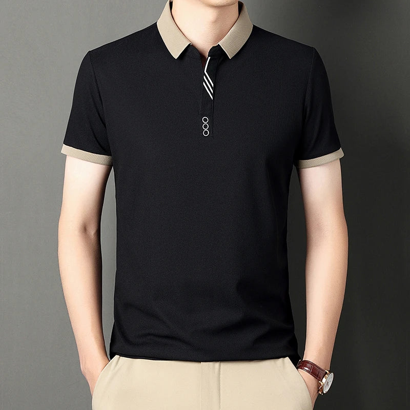 RBB Men's Solid Color Casual Short Sleeve Polo Shirt – Summer Comfortable Top for Business & Leisure