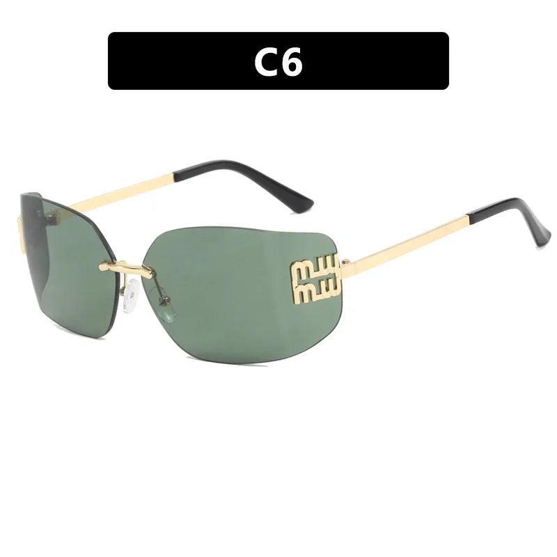 RBB Classic Rimless Rectangle Sunglasses for Women – Luxury Gradient Shades