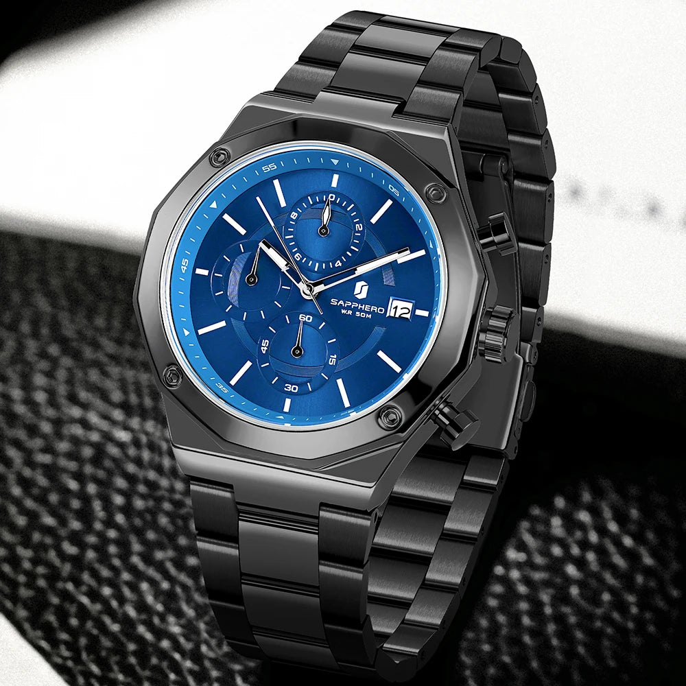 RBB Excellence Chronograph – Men's Luxury Sports Watch with Waterproof Design & Running Seconds