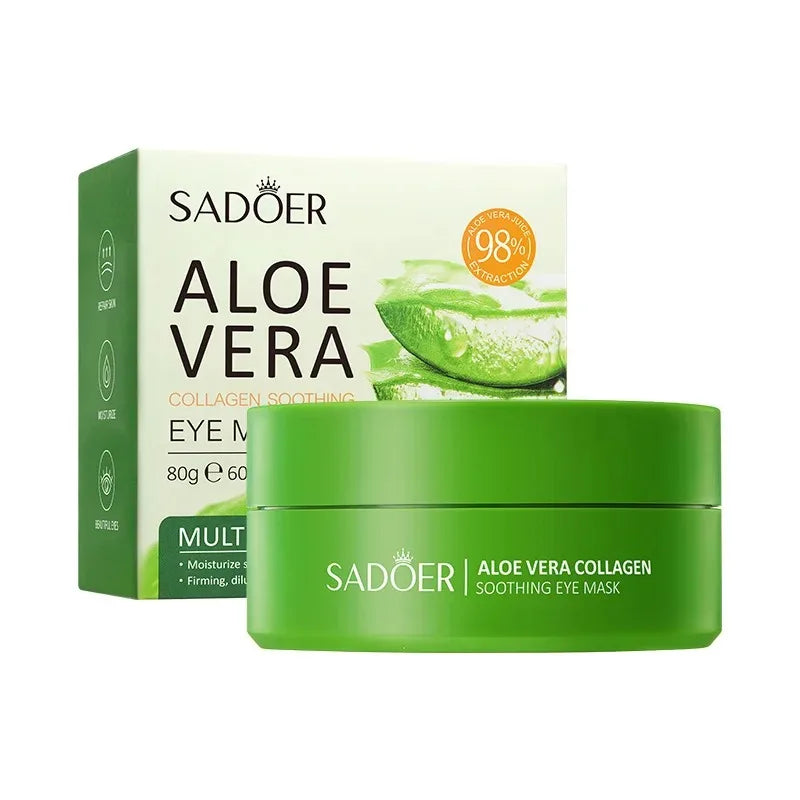 60pcs Aloe Vera Collagen Eye Mask – Anti-Dark Circles, Moisturizing & Anti-Wrinkle Eye Patches