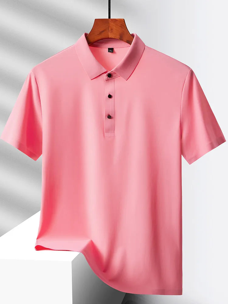 Men's Summer Quick-Dry Ice Silk Short Sleeve T-Shirt — Lightweight Nylon Fabric, Middle-Aged Casual Dad Tee