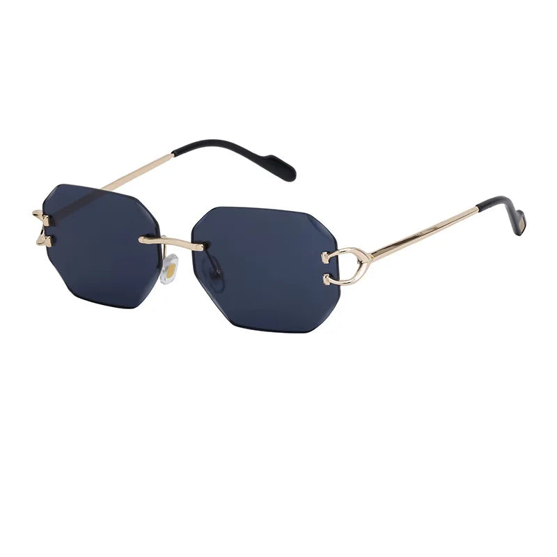 RBB Luxury Rimless Sunglasses – Unisex Stylish Metal Frame Vintage UV400 Mirror Shades