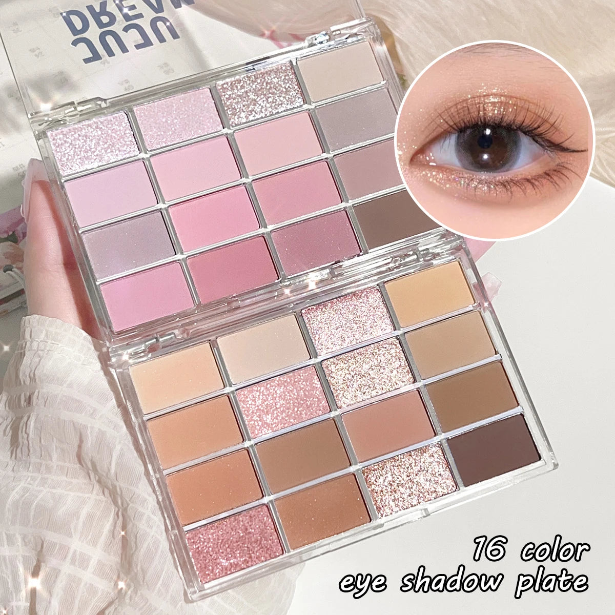 16-Color Eyeshadow Palette – Pearlescent Matte Shades for Natural Daily Makeup