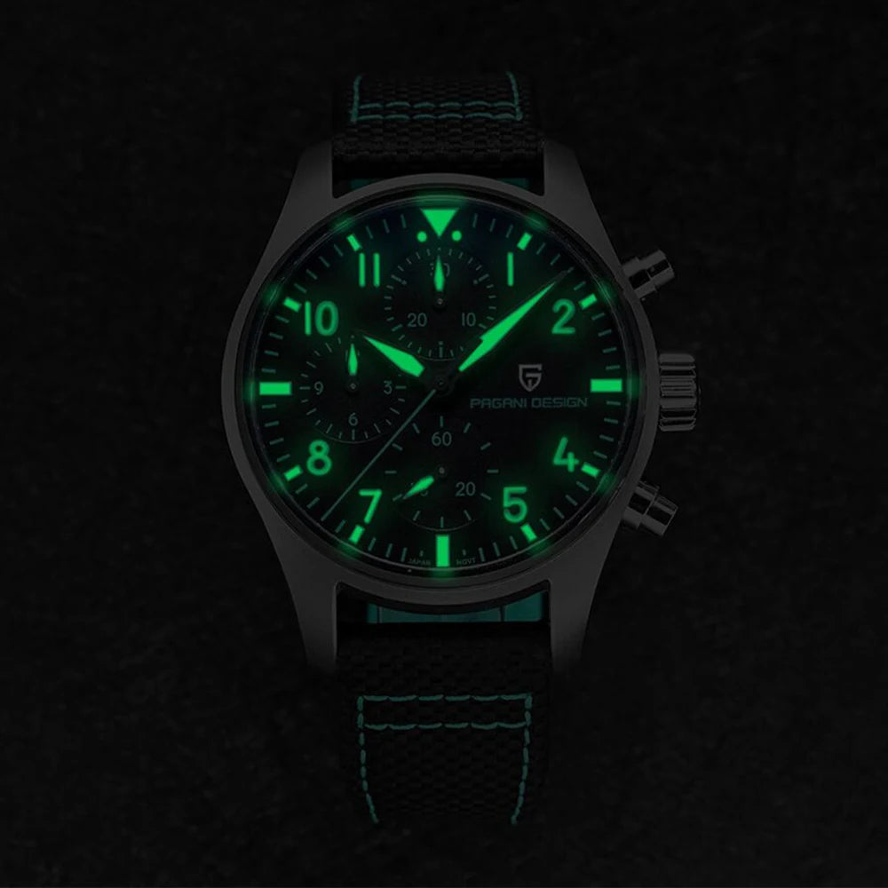 RBB Pilot Chronograph Men’s Quartz Watch – 100M Waterproof, Sapphire Glass, Stainless Steel Luxury Timepiece