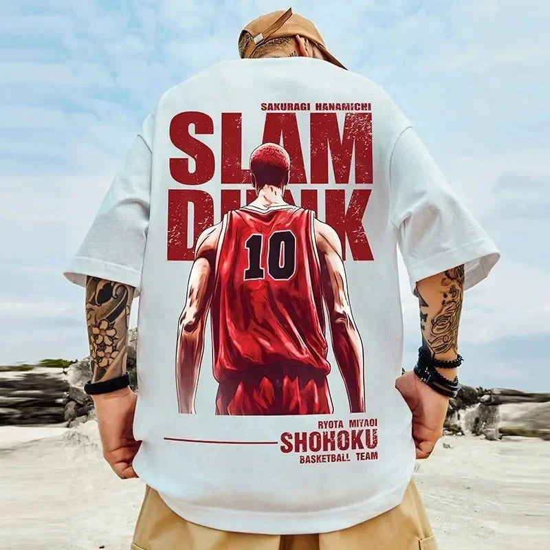 RBB Men's Large Size Cartoon Print Hip-Hop Streetwear Cotton Short Sleeve T-Shirt