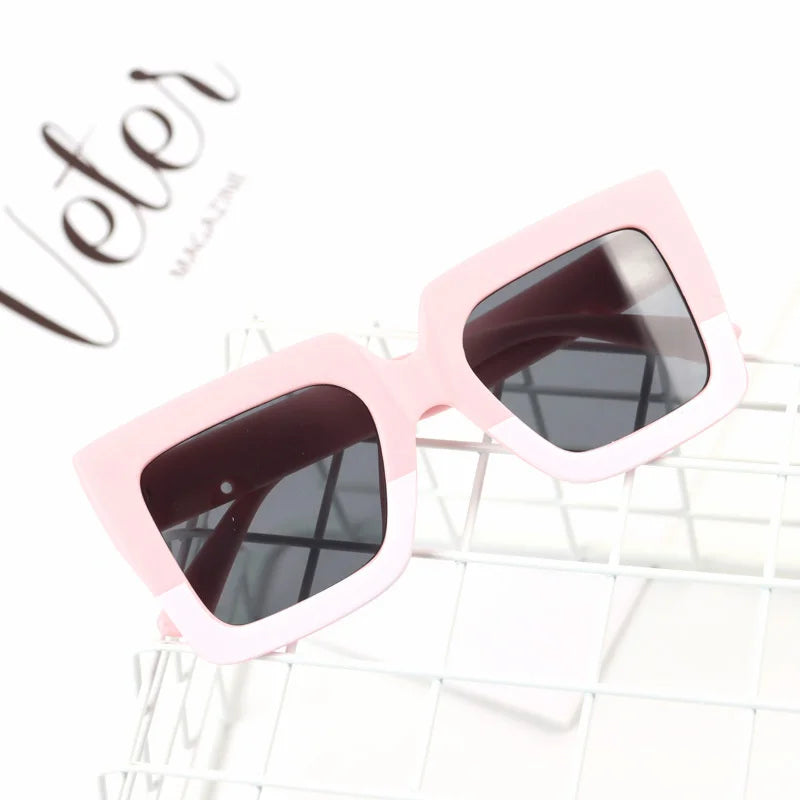 RBB Kids Oversized Square Sunglasses – Trendy Double-Color Frame Eyewear for Boys & Girls