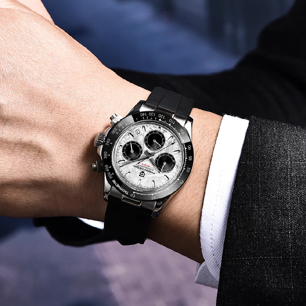 RBB DESIGN 2025 Men’s Luxury Quartz Chronograph Watch – Waterproof 100m Automatic Date Sports Wristwatch