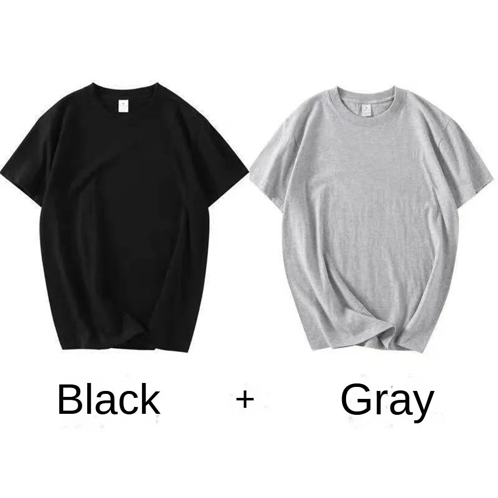 RBB 2PCS Men’s & Women’s 100% Cotton Solid White Short Sleeve T-Shirts – Casual Breathable Round Neck Tops