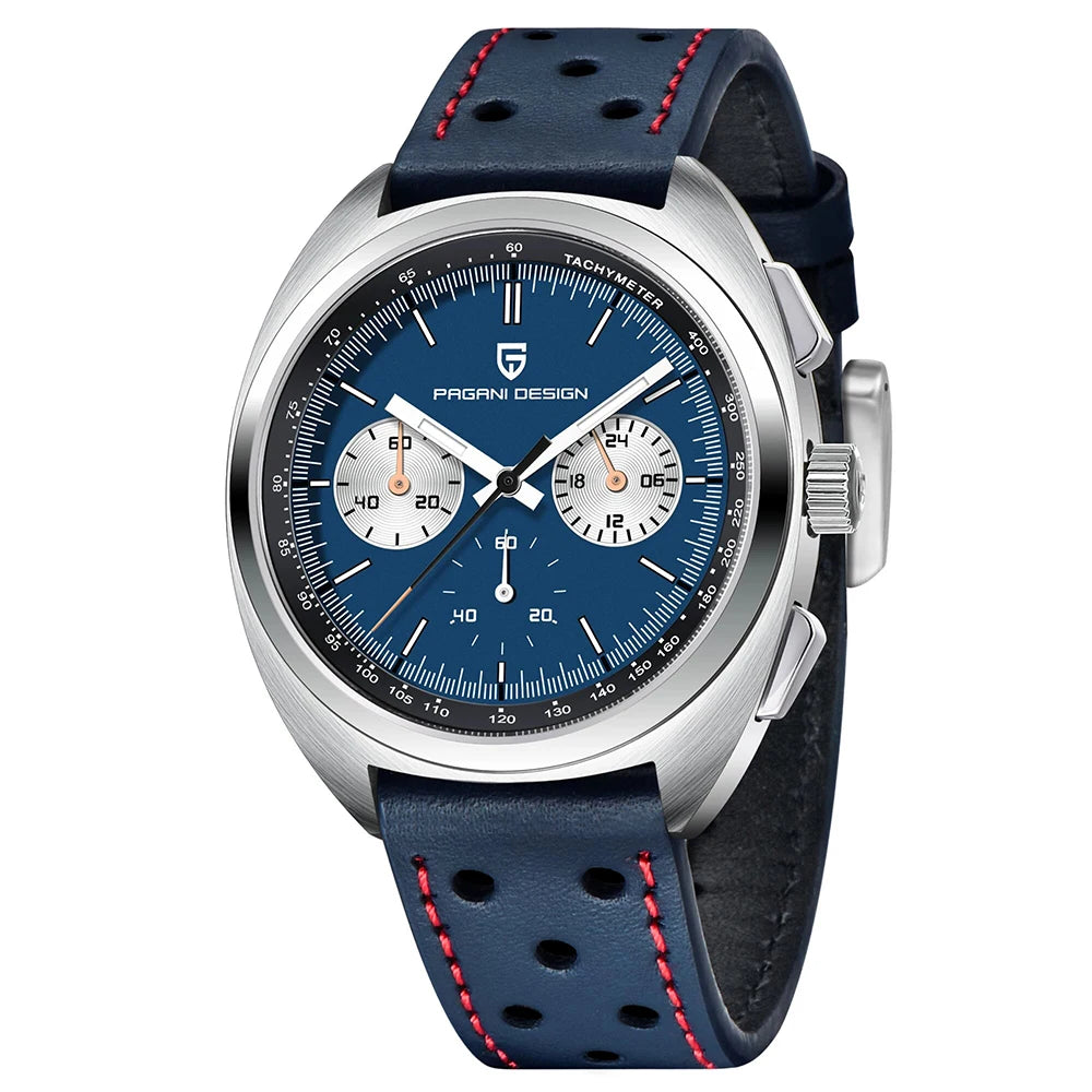 RBB DESIGN 2025 Retro Luxury Chronograph Men's Quartz Watch – VK63 Leather Sport Timepiece