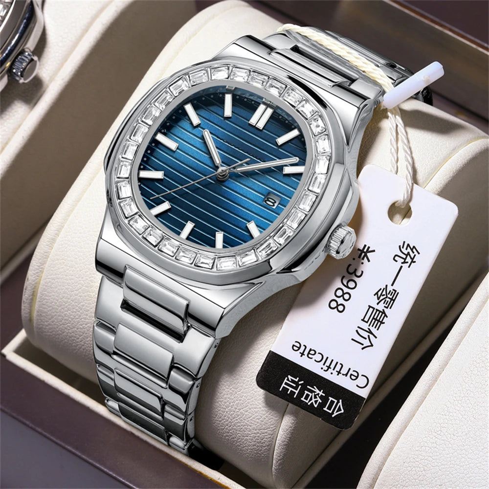 RBB Men's Luxury Business Sports Watch 2024 – Shell Hollow Design Quartz Steel Wristwatch