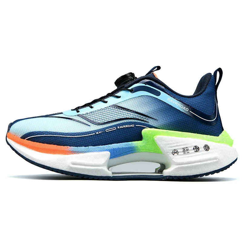 RBB Family Carbon Plate Running Shoes – Boys & Girls High Bounce TPU Popcorn Sneakers with Rotating Button Technology