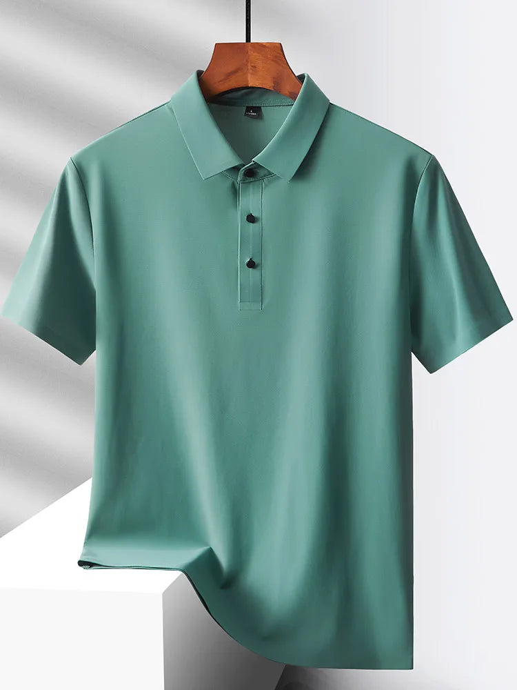 Men's Summer Quick-Dry Ice Silk Short Sleeve T-Shirt — Lightweight Nylon Fabric, Middle-Aged Casual Dad Tee