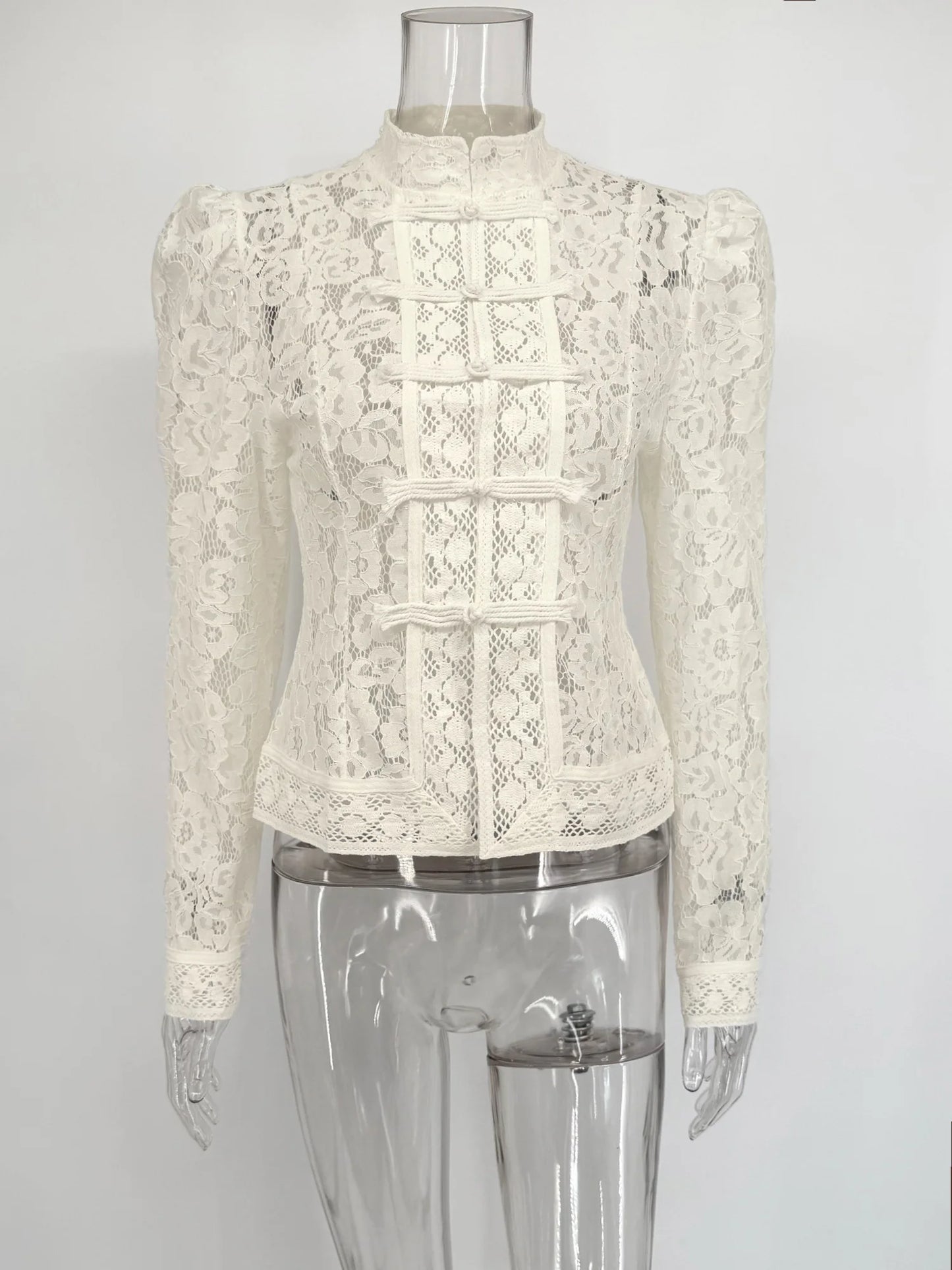 Tuularose Luxury Lace Blouse Fashion Lace Print Single Breasted Slim Shirt Vintage Elegant Party Looks Summer Women Blouse Tops