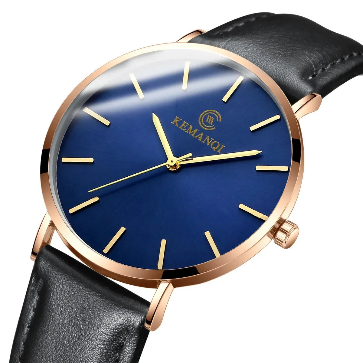 RBB Ultra-Thin Men's Quartz Watch – Minimalist Design, Leather Strap, Business Casual Style