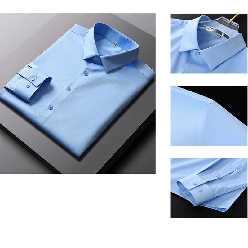 RBB Men's Wrinkle-Resistant Long Sleeve Solid Shirt – Non-Iron Business Casual Top