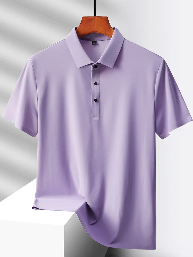 Men's Summer Quick-Dry Ice Silk Short Sleeve T-Shirt — Lightweight Nylon Fabric, Middle-Aged Casual Dad Tee