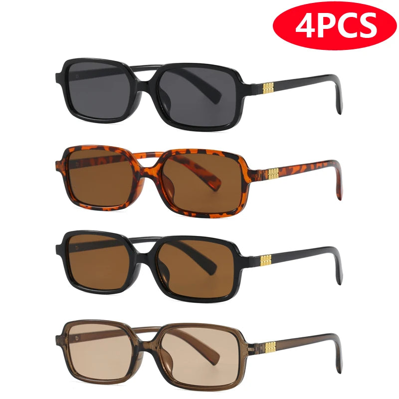 RBB Small Square Sunglasses Set (4pcs/6pcs) – Minimalist Retro UV400 Eyewear for Women & Men