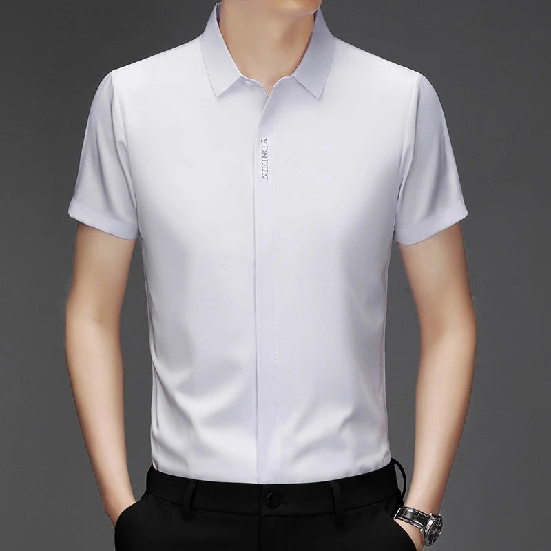 RBB Men’s Business Casual Short Sleeve Shirt – Wrinkle-Resistant Solid Color