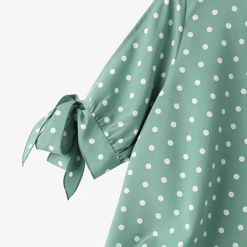 ZANZEA Woman Casual Polka Dots Printed Blouse Fashion Holiday Shirt Half Sleeve O-Neck Tunic Tops Elegant Party Chemise Oversize