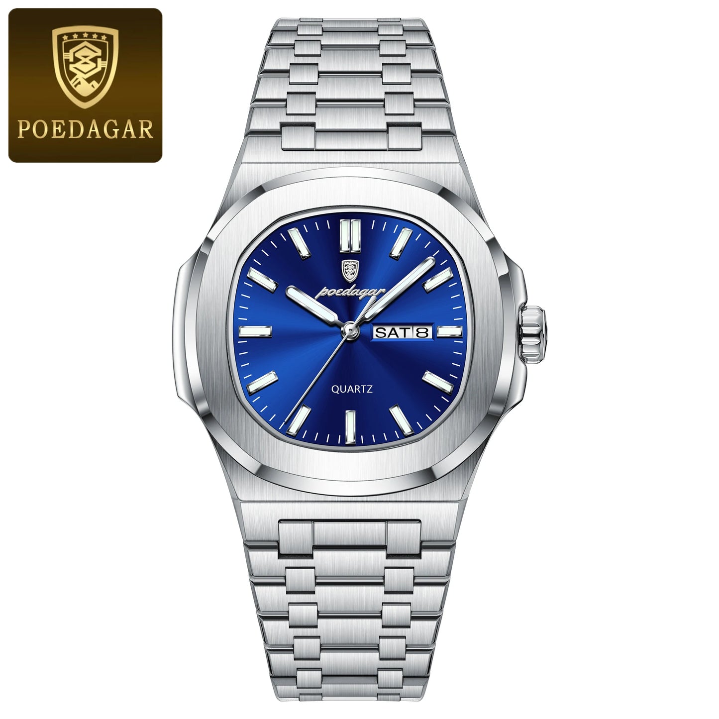 RBB Original Men's Quartz Watch – Waterproof Luminous Week & Date Stainless Steel Business Timepiece