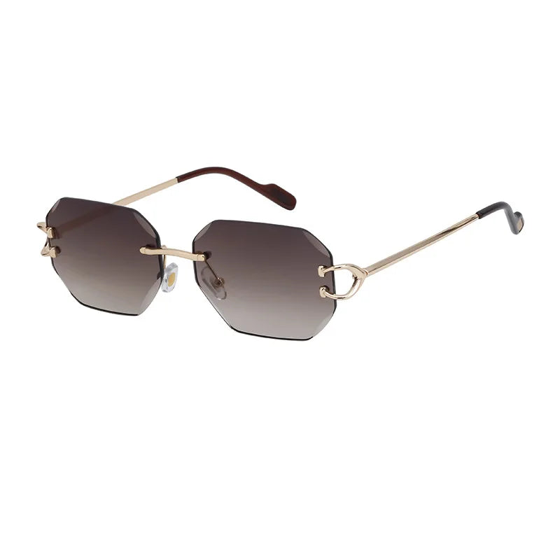RBB Luxury Rimless Sunglasses – Unisex Stylish Metal Frame Vintage UV400 Mirror Shades