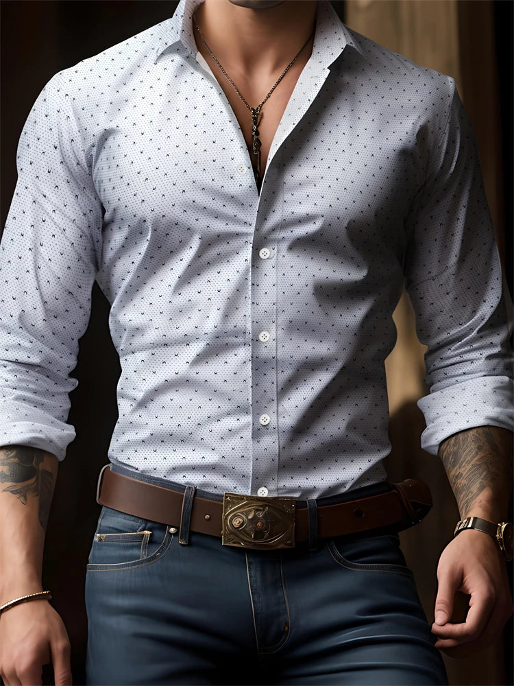 RBB Men’s Check Print Button-Down Shirt – Oversized Streetwear, Long Sleeve