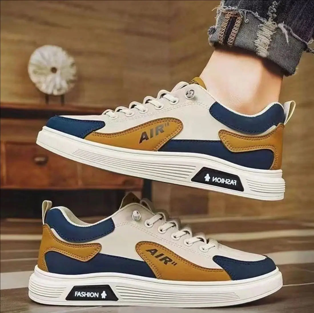 RBB 2025 Summer & Autumn Men’s Leather Low-Cut Running Shoes – Casual Fashion Sports Sneakers