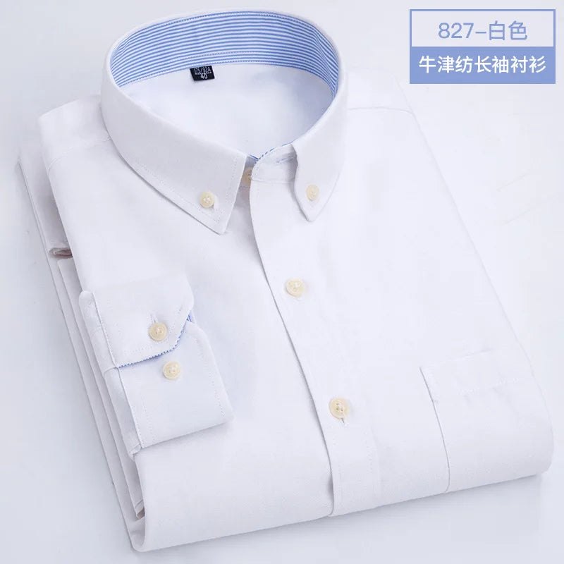 RBB Men's Oxford Long Sleeve Shirt – Slim Fit, Wrinkle-Free Casual Workwear for All Seasons