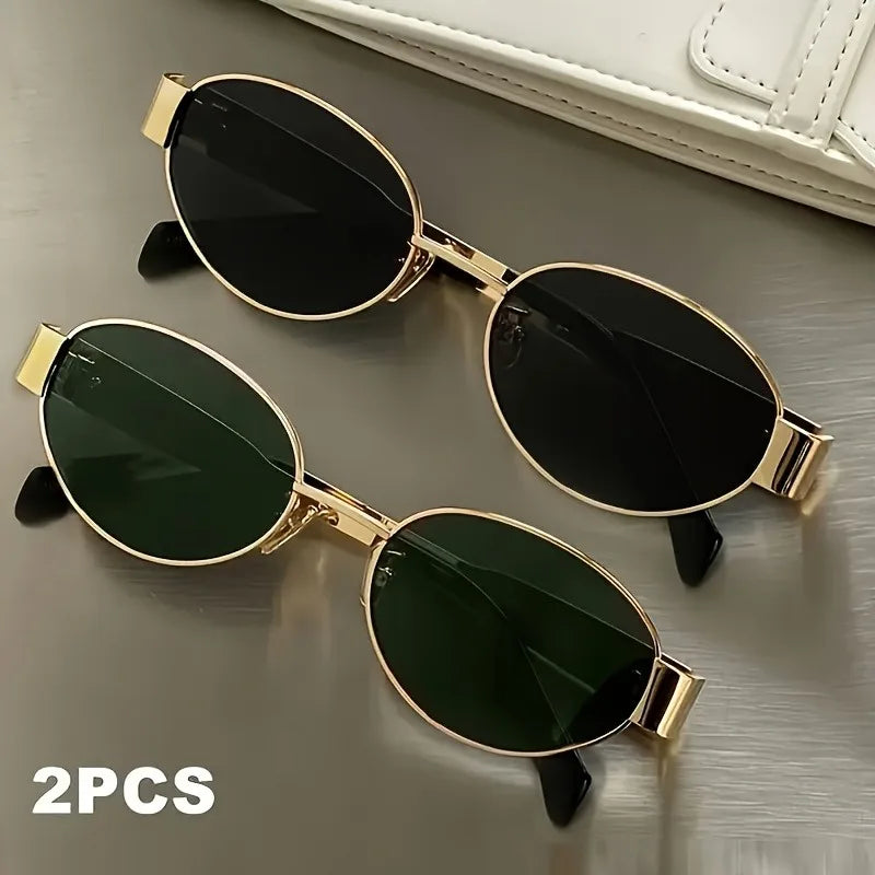 RBB 2-Pack Unisex Y2K Oval Frame Glasses – Retro Fashion Eyewear