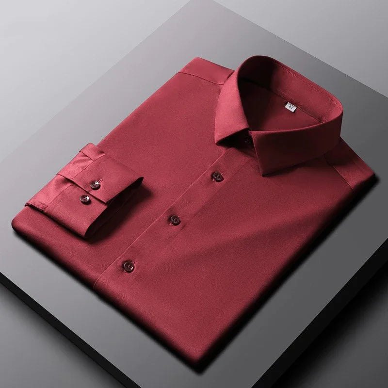 RBB Men's Wrinkle-Resistant Long Sleeve Solid Shirt – Non-Iron Business Casual Top