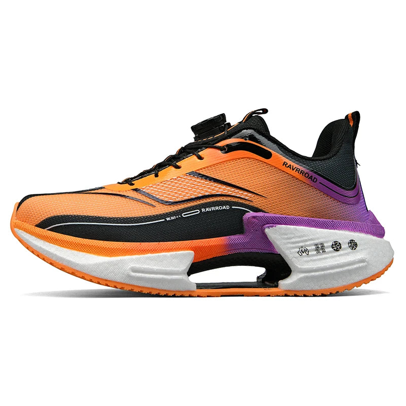 RBB Family Carbon Plate Running Shoes – Boys & Girls High Bounce TPU Popcorn Sneakers with Rotating Button Technology