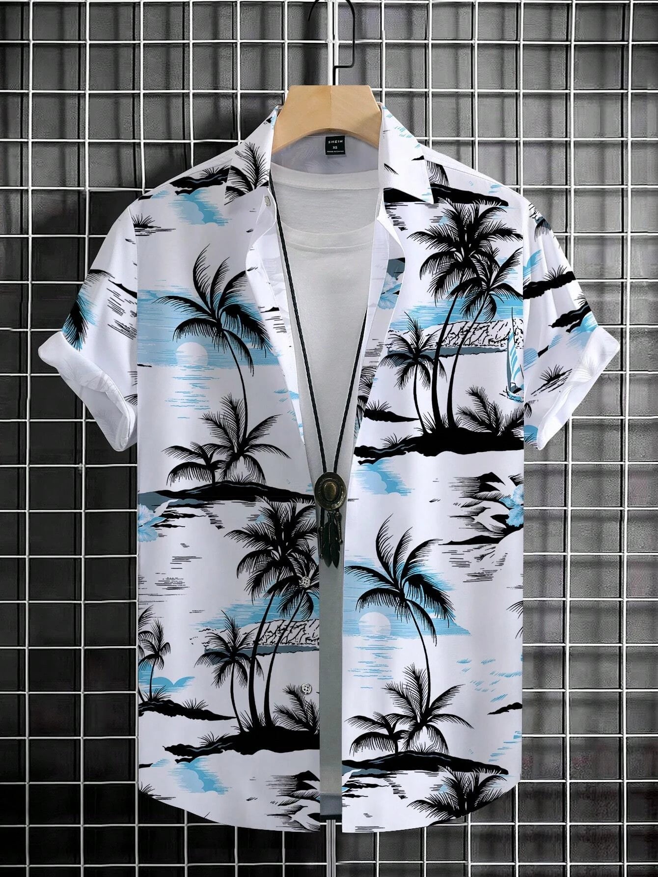 RBB Men’s Coconut Tree Print Shirt – Casual Summer Button-Down